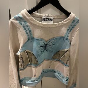Moschino Blue and Cream Graphic Top